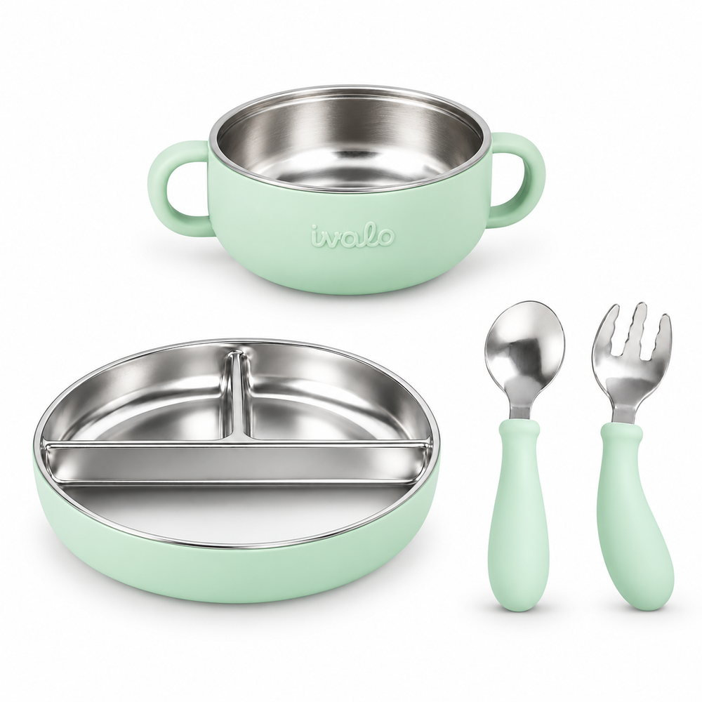 Ivalo Mealtime Essentials Combo (1 Pc Plate + 1 Pc Bowl + 1 Spoon Spoon & Fork)