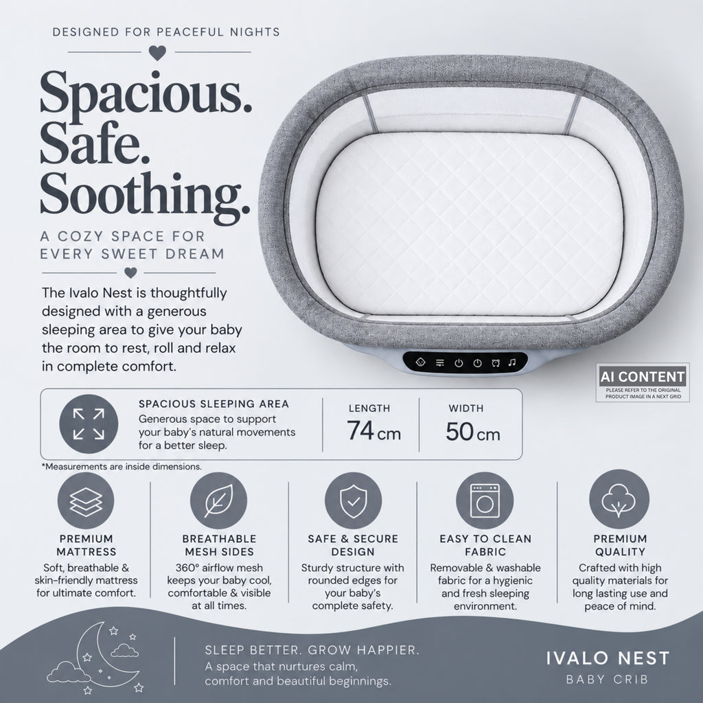Ivalo Nest — Automatic Soothing Crib For Baby (Arctic Grey)