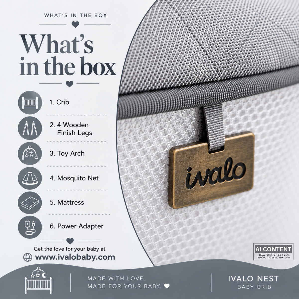 Ivalo Nest — Automatic Soothing Crib For Baby (Arctic Grey)