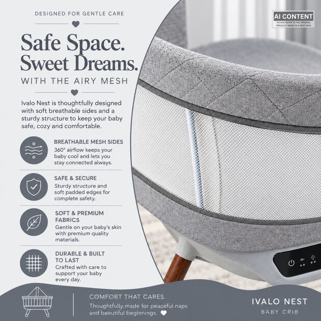 Ivalo Nest — Automatic Soothing Crib For Baby (Arctic Grey)